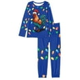 thumbnail image 4 of FKELYI Blue Christmas Cock Pajamas 2 Pieces Colorful Lights Leisure Long Sleeve Pjs for Women Set Polyester Women Sleepwear Pajama Set Size 2XL, 4 of 5