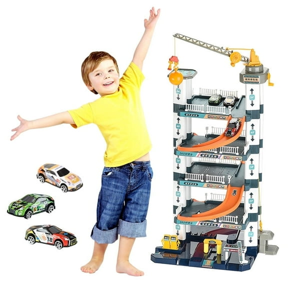 Garage Playset Race Car Track Set,5 Floors Parking Lot Toys with 3 Cars,Preschool Educational Toy,Gifts
