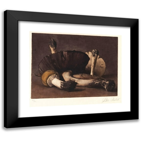 Peter Ilsted 14x12 Black Modern Framed Museum Art Print Titled - Yellow Mushrooms (1913)