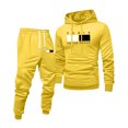 thumbnail image 2 of PARIS DREAM MAKER Men's Winter 2-Piece Casual Set, Printed Hooded Sweatshirt and Sweatpants, Sportswear Lounge Outfit For Street Style and Daily Use,Yellow,3XL, 2 of 5