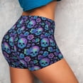 thumbnail image 4 of Susaid blue daisy Skull flower Print Intensify Workout Shorts for Women Seamless Scrunch Short Gym Yoga Running Sport Active Exercise Fitness Shorts-Medium, 4 of 8