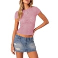thumbnail image 1 of SUNSIOM T-Shirt d'Été à Manches Courtes à Col Rond et Coupe Slim Décontracté pour Femmes, 1 of 6