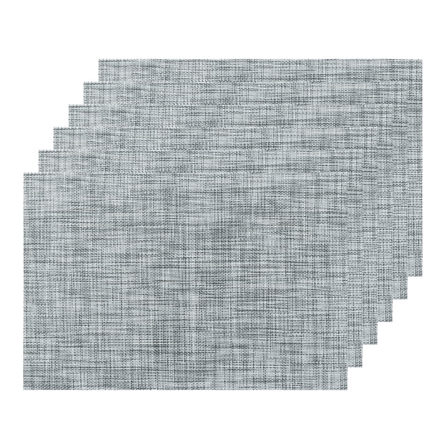 Juego de manteles individuales REGALWOVEN de 6 manteles tejidos para decoración de mesa de comedor, lavables, manteles limpiables en gris y blanco de 18x12 pulgadas
