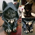 thumbnail image 4 of Estatua de gato Figura de gato parca con capa felina con collar de calavera (S) JShteea  Libre de BPA, 4 of 9