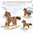 thumbnail image 4 of Qaba Rocking Horse Plush Animal on Wooden Rockers with Sounds, Wooden Base, Baby Rocking Chair for 36-72 Months, Brown, 4 of 10