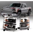 thumbnail image 4 of Replacement Headlight Assembly Fit for 2014-2015 Chevrolet Silverado 1500 LED DRL Bar Projecto with Led Turn Signal and Clear lens, Driver & Passenger Side (Black), 4 of 9