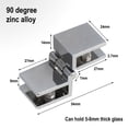 thumbnail image 4 of 2 Pcs Silver Bathroom Shower Glass Door Hinges Cabinet Hardware Clamp Hinge Set, 4 of 8
