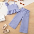 thumbnail image 6 of SELONE Girls Summer Outfits 2 Piece Sets Kids Matching Sets Ruffle Sleeve Tank Top and Pants Trendy Clothing 2-8Y, 6 of 8