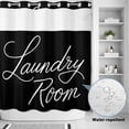 thumbnail image 4 of No Hook Shower Curtain with Built-in Rings - Laundry Room Washable Waterproof Fabric Bathroom Curtains for Hotel,Rentals, 72 X 72 Inch Long , Black, 4 of 9