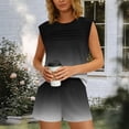 thumbnail image 5 of 2 Piece Summer Sets for Women Sleeveless Pleated Tank Top and Drawstring Elastic Waisted Shorts Loungewear (XL, Black), 5 of 8