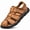 Brown, variant on Men's Closed-Toe Adjustable Leather Sandals, Breathable Outdoor Casual Summer Shoes