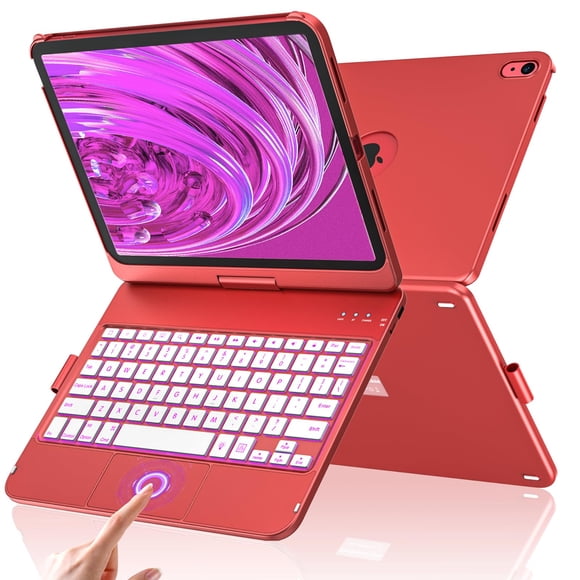 AMZCASE Touchpad Keyboard Case for iPad (A16) 11th 10th Generation, Backlit 360° Rotatable for iPad A16 Keyboard Case, Latop Cover for 10th Gen 1