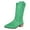 Green, variant on UngA Women Cowgirl Boots Fashion Embroidery Cowboy Western Boots Stitched Chunky Heel Mid Calf Boots Coffee,Size 7