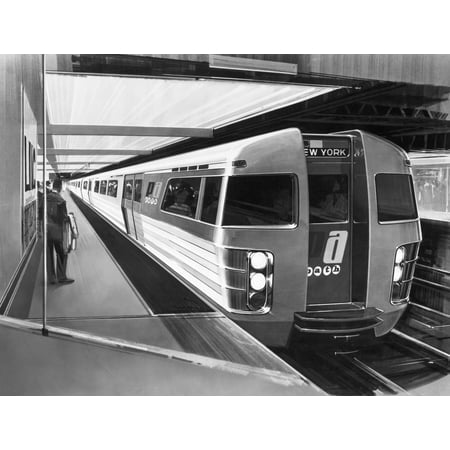 Path Passenger Train 1965 NartistS Rendering Of The New Air Conditioned Cars That Started Service In 1966 On The Path Line Connecting New York City With Nearby New Jersey Poster Print by Granger