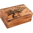 thumbnail image 2 of Wooden Box Funeral Cremation Urns for Human Ashes Adult Large - Burial Urns for Columbarium - Tree of Life Flying Bird (250 Cubic Inches, Antique), 2 of 3