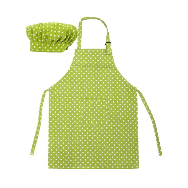 Opromo Painting Apron for Kids, Cooking Aprons and Chef Hat Set Cotton