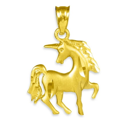 14k Yellow Gold Satin Finish Unicorn Charm Pendant