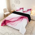 thumbnail image 3 of Manfei Watercolor Ink Painting Full Size Comforter Sets, Modern Abstract Art Bedding Comforter Set, Pink White, Black Reversible 3 Pieces, 1 Comforter and 2 Pillowcases, 3 of 6