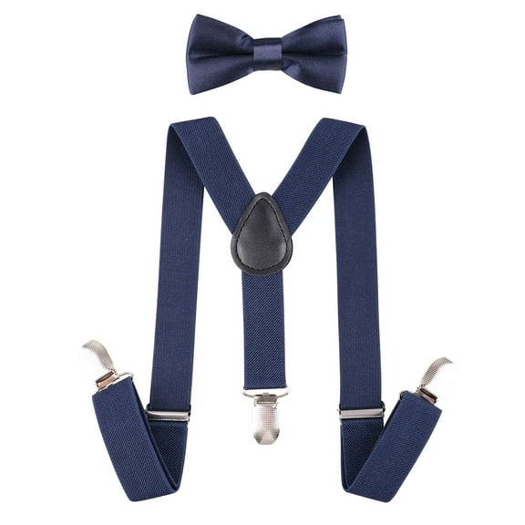 NAVY Toddler Kids Boys Girls Baby Suspenders and Bow Tie Matching Set Wedding