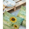 thumbnail image 2 of Pack of 2 Outdoor Pillow Covers, YOU ARE MY SUNSHINE Sunflower Bee Rural Style Green Background Waterproof Square Throw Pillowcase Cushion Decorative Pillow Covers for Couch Patio Tent, 20x20 in, 2 of 6