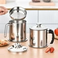 thumbnail image 3 of Callipe 1.4/1.9 L Stainless Steel Bacon Grease Saver Container with Fine Mesh Strainer Non-slip Bottom And Airtight Lid Cooking Oil Keeper Pot for Kitchen, 3 of 8