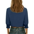 thumbnail image 5 of Ashirexll Womens Casual Tops, Fashion Spring Summer Button Up 3/4 Sleeve Jacket V-Neck Shirts, 5 of 6