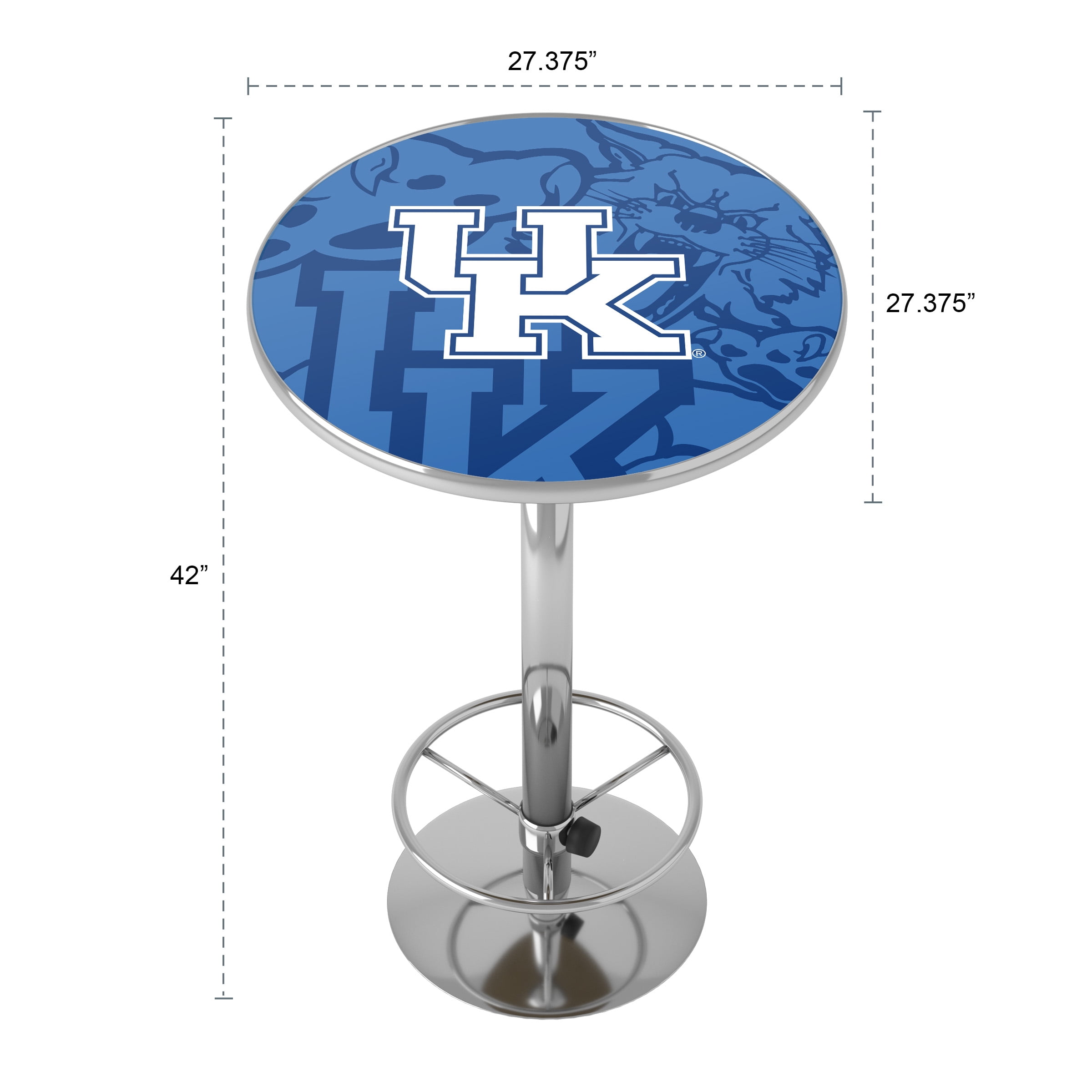 University of Kentucky Fade Bar Table with Adjustable Footrest and Acrylic Top