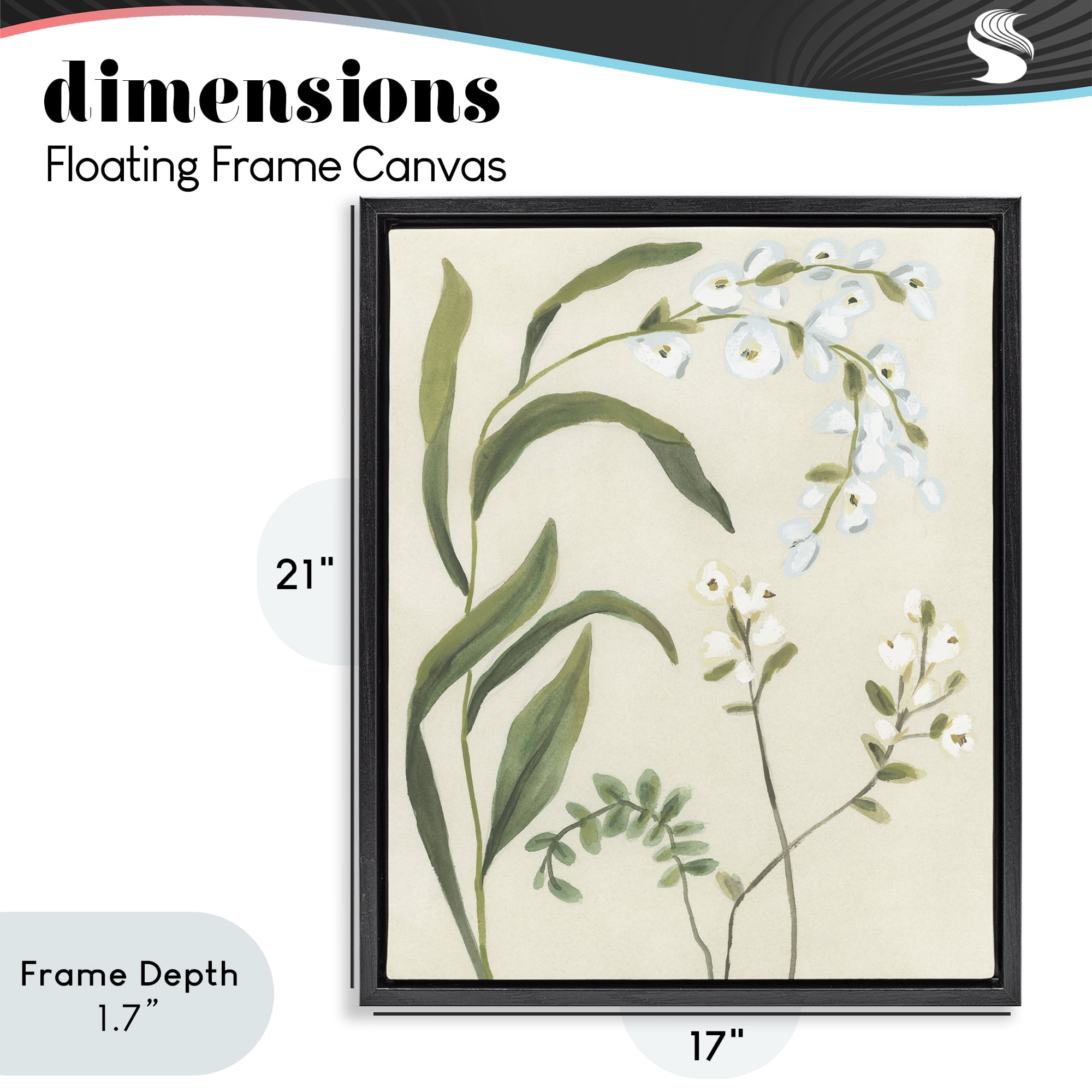 Stupell Industries Soft Snowdrop Stems Black Framed Floater Canvas Wall Art, design by June Erica Vess