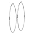 thumbnail image 2 of 925 Sterling Silver Rhodium Plated Women's 2mm Diamond Cut Tube Hoop Earrings | 80mm, 2 of 4