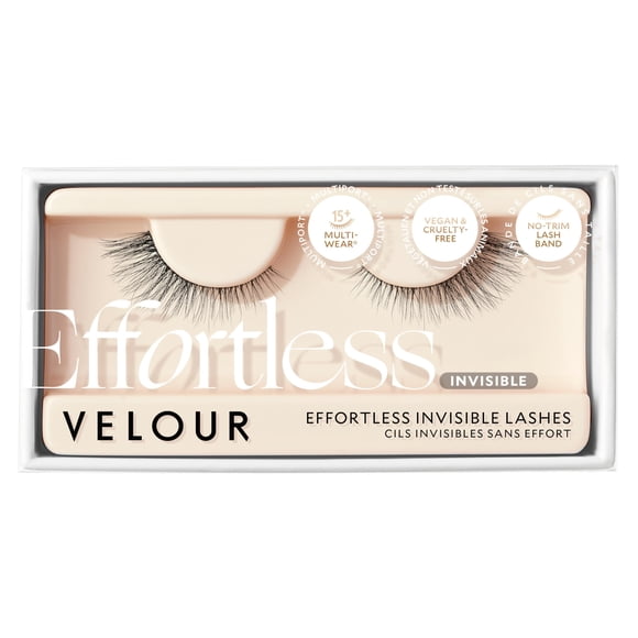 Pestañas invisibles Velour Effortless - Aspecto de extensión de pestañas - Pestañas postizas de aspecto natural - Pestañas postizas reutilizables - Pestañas esponjosas y ligeras sin recortes - Veganas