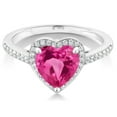thumbnail image 2 of Gem Stone King 925 Sterling Silver Pink Mystic Topaz Engagement Ring for Women (2.21 Cttw, Heart Shape 8MM, Size 9), 2 of 3