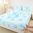 thumbnail image 4 of Manfei Kawaii Bow Personalized Initial S Bed Sheets 4pcs for Girls,Blue Geometric Stripes King Sheets for Kids Teens,Lightweight Room Decor, 4 of 5