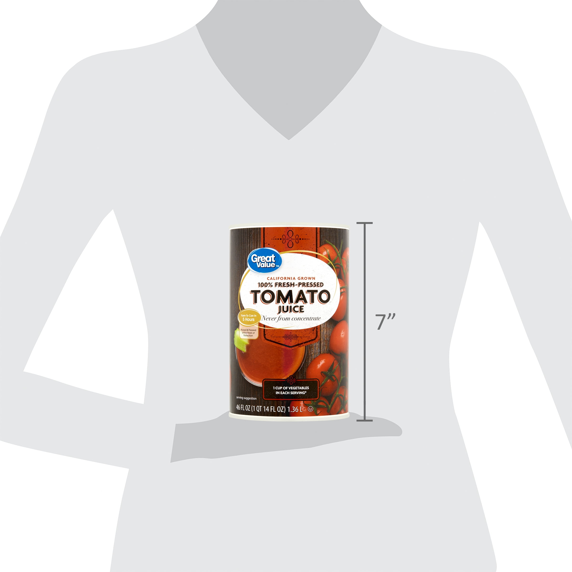 (2 pack) Great Value 100% Fresh-Pressed Tomato Juice, 46 fl oz
