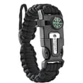 thumbnail image 1 of Paracord Survival Bracelet - Flint Fire Starter - Whistle - Compass - Mini Saw - Strong Rescue Rope - Adjustable Band Size - Camping - Bushcraft - Emergency Kit (Black), 1 of 7