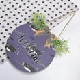 thumbnail image 4 of Welcome Sign with Wreath for Front Door, Rustic Round Hanging Welcome Sign, Wall Housewarming Gift for Home 11.8in, Purple Penguin Fish Home Decor, 4 of 7