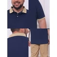 thumbnail image 6 of DARING DIVA Men's Contrast Collar Short Sleeves Breathable Polo Shirts 2XL Dark Blue, 6 of 6