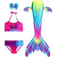 thumbnail image 1 of Mermaid Tails Swimsuit for Girls Swimming 3Pcs Mermaid Princess Bathing Suit for 4-13 Year Old High quality, 1 of 5