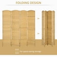 thumbnail image 3 of HOMCOM 4 Panel Room Divider Hand-Woven Freestanding Partition, Nature Wood, 3 of 9