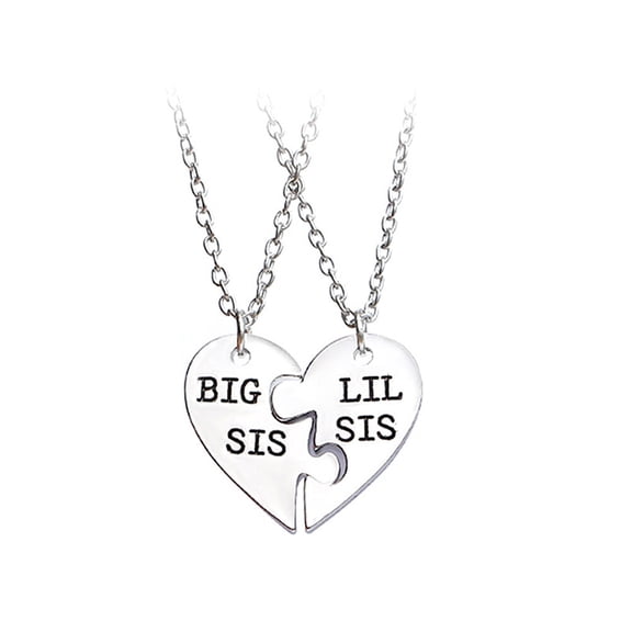 2PCS Big Sis Lil Sis Sister BFF Forever Necklace