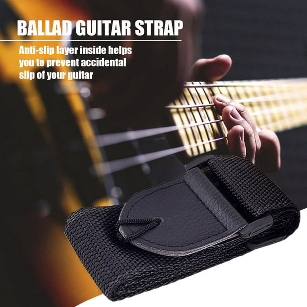 Adjustable Guitar Shoulder Strap Nylon Belt Synthetic Leather Ends with  Small Pockets and Guitar Picks for Guitar Bass 