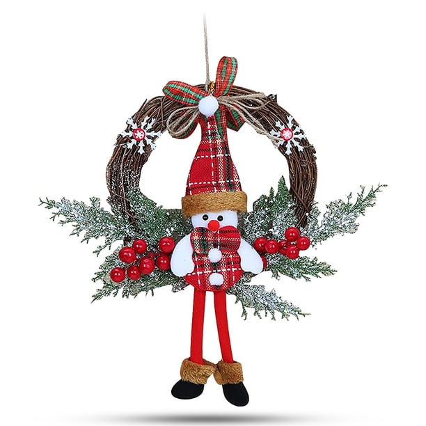 Guirnalda de puerta de Navidad con muñeca, decoración de Navidad, adorno colgante, decoración navideña, guirnalda, puerta, colgantes de Kits de decoración para fiestas muñeco de nieve S Advancent HA008709-03