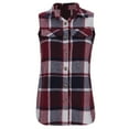 thumbnail image 4 of Lcziwo Long Flannel Plaid Vest for Women Sleeveless Button Up Jackets Lapel Casual Trendy Pockets Coat 2025 Fall Winter Outfits Wine,S, 4 of 6