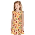 thumbnail image 1 of Fotbe Autumn Maple Leaves Vestido de Dormir para Niñas de 3 a 10 Años, Mangas Cortas, Estilo Princesa, Pijama Camisón con Mangas Voladas-XX-Large, 1 of 6
