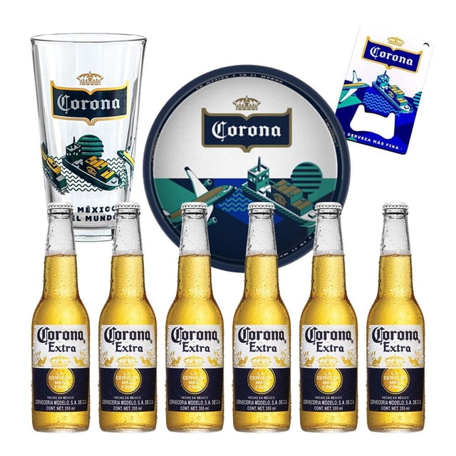 Cerveza Corona Capítulo III 6 botellas de 355 ml c/u + 1 Vaso + 1 Destapador + 1 Charola