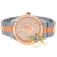 thumbnail image 3 of Mens 2 Tone Rose Gold Finish Freemason Masonic G Compass Simulated Diamond Steel Back Metal Band Watch Water Resistant 40mm, 3 of 6