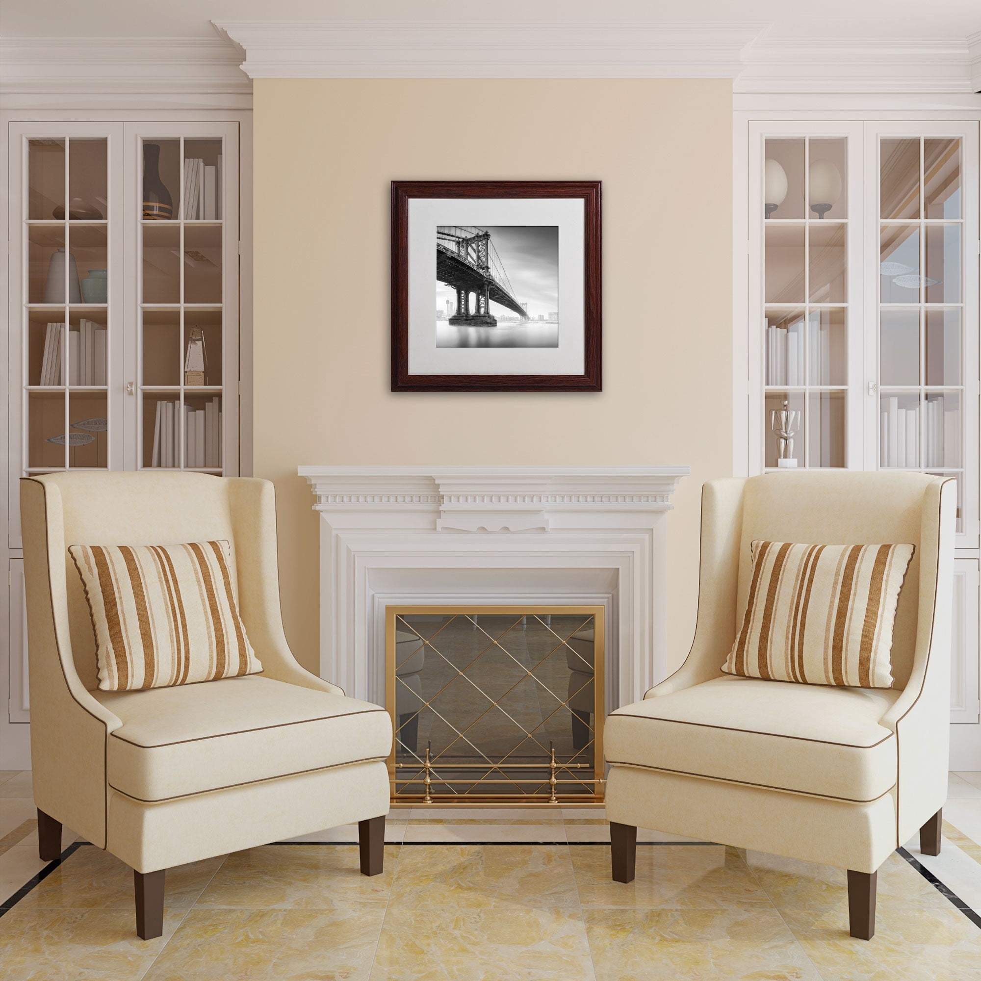 Moises Levy 'Manhattan Bridge I' Matted Framed Art