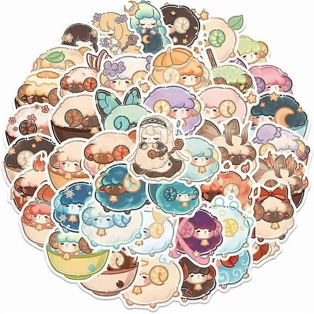 50pcs Kawaii Lamb Sheep Stickers, Cute Animal Decals, DIY Scrapbook