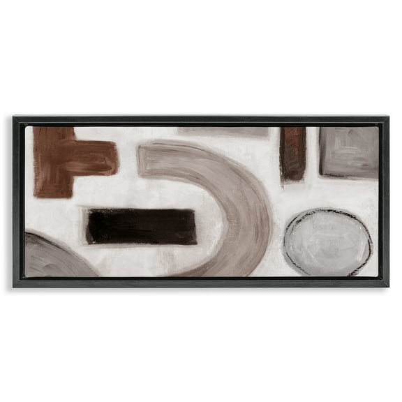 Stupell Industries Boho Geometric Shapes Abstract Painting Black Floater Framed Canvas Art Print Wall Art, 25 x 11