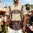 thumbnail image 2 of XIAOCHA Gingham Print Button-Up Shirt For Men Short Sleeve Lightweight Oktoberfest Casual Top, 2 of 4