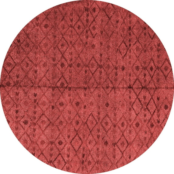 Ahgly Company Machine Washable Indoor Round Abstract Red Modern Area Rugs, 6' Round